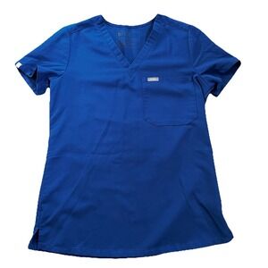 Figs Technical Collection‎ Blue Scrub Top Shirt V Neck Short Sleeves SZ XXS
